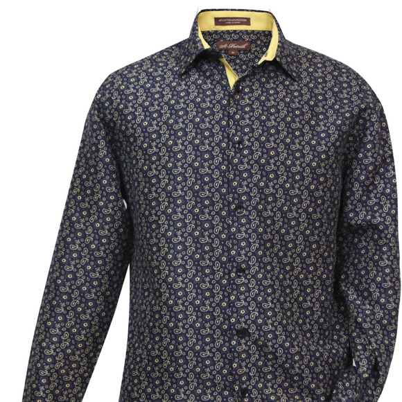 St. Patrick Other - Large Mens Microfiber Long Sleeve Shirt Navy Yellow LG